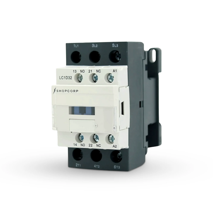 Shopcorp 30A 3 Pole IEC 660V Contactor - Normally Open and Auxiliary 1NO/1NC - 110/120VAC Coil for HVAC, AC, Motor Load and Lighting