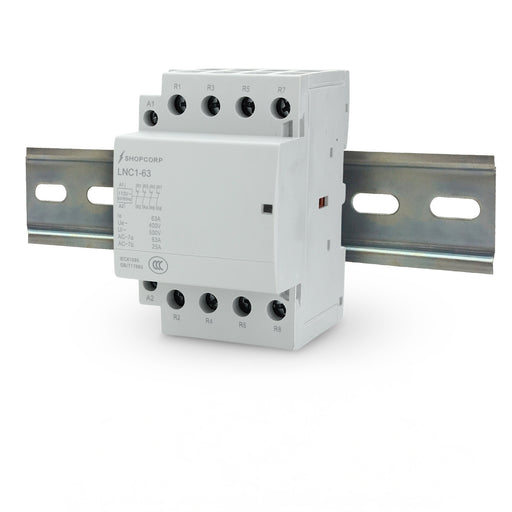 Shopcorp 40A 4 Pole Normally Closed Contactor IEC 400V - 110/120VAC Coil whit DIN Rail for HVAC, AC, Motor Load, and Lighting