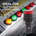 Shopcorp 20mA Energy Saving, Industrial LED Indicator Lights - 3 Green and 3 Red Bulbs