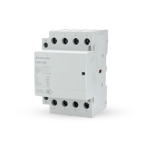 Shopcorp 60A 4 Pole Normally Open 400V AC Contactor - 220/240VAC Coil for HVAC, AC, Motor Load and Lighting - Silent Operation