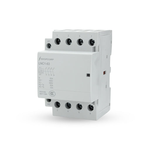 Shopcorp 40A 4 Pole NO IEC 400V Contactor - 110/120VAC Coil for HVAC, AC, Motor Load, and Lighting