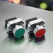 Shopcorp Small Push Button with Flat Head, N/O - On/Off, Start/Stop, Self-Resetting Momentary Switch (Green/Red)