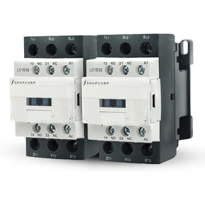 Shopcorp 30A 3 Pole Contactor - NO IEC 660V, Auxiliary 1NO/1NC - 220/240VAC Coil for HVAC, AC, Motor Load and Lighting. 2 pack Contactor