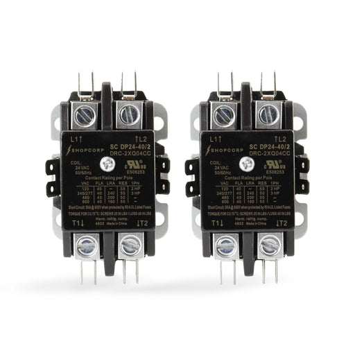 Migro 40A 2 Pole 600V - 24V, Inductive 40A / Resistive 50 A Contactor for HVAC and Lighting with NEMA standards | 2 pack