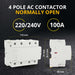 Shopcorp 100 Amp 4 Pole Normally Open IEC 500V Contactor 240VAC Coil for HVAC, AC, Motor Load and Lighting