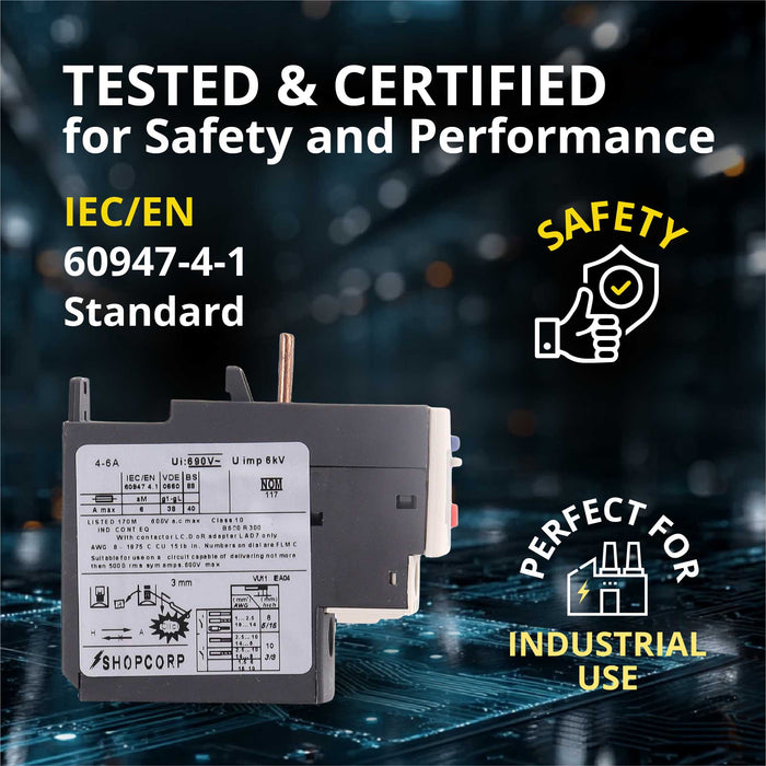 Thermal Overload Relay LR2-D13 (4–6A) – Motor Protection Relay with 1NO/1NC, IEC Rated, DIN Rail Mount