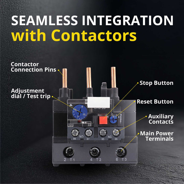 Thermal Overload Relay LR2-D13 (17–25A) – Motor Protection Relay with 1NO/1NC, IEC Rated, DIN Rail Mount