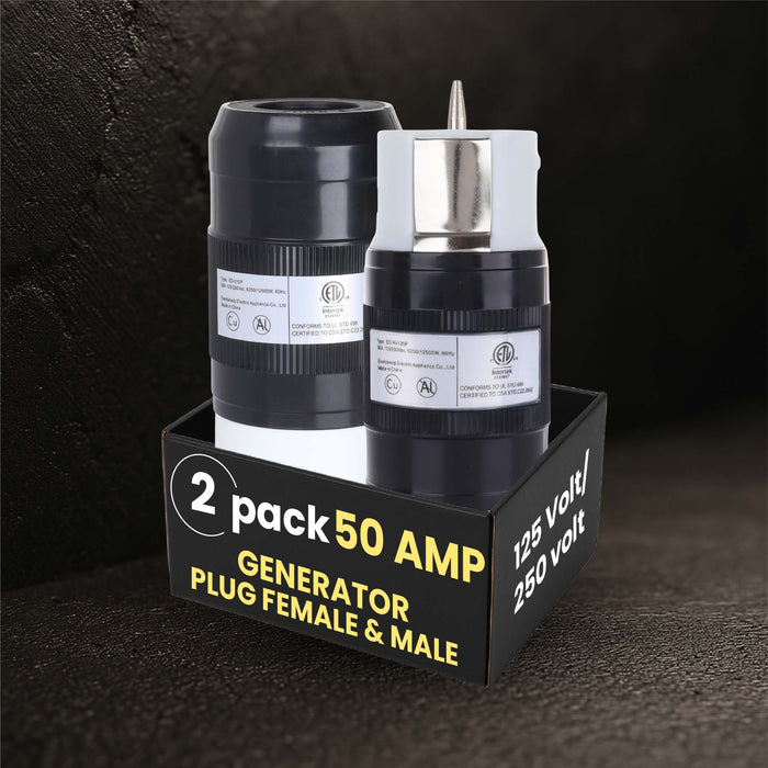 Shopcorp 50A Generator Plug Set (Female & Male, 2 Pack) – CS6364/CS6365 Twist Lock 125/250V, 12,500W