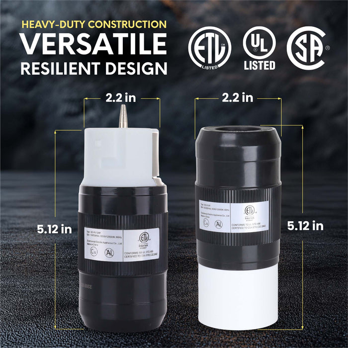 Shopcorp 50A Generator Plug Set (Female & Male, 2 Pack) – CS6364/CS6365 Twist Lock 125/250V, 12,500W