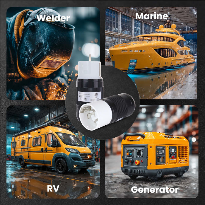 Shopcorp 50A Generator Plug Set (Female & Male, 2 Pack) – CS6364/CS6365 Twist Lock 125/250V, 12,500W