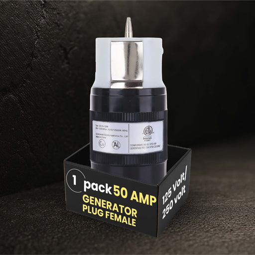 50 Amp Generator Plug (Female), Connector, 125 Volt/250 Volt, CS6364 50A Twist Lock RV Plug - CS6365, Twist Lock Adapter, 12500 Watts 3 Pole 4 Wire