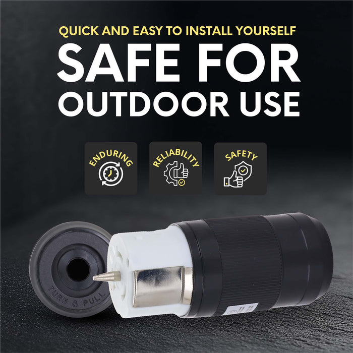 50 Amp Generator Plug (Female), Connector, 125 Volt/250 Volt, CS6364 50A Twist Lock RV Plug - CS6365, Twist Lock Adapter, 12500 Watts 3 Pole 4 Wire