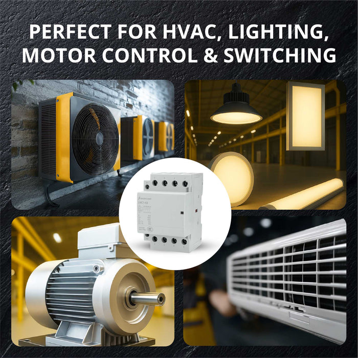 Shopcorp 63A 4 Pole IEC NC Contactor -  24V Coil for HVAC, AC, Motor Load and Lighting