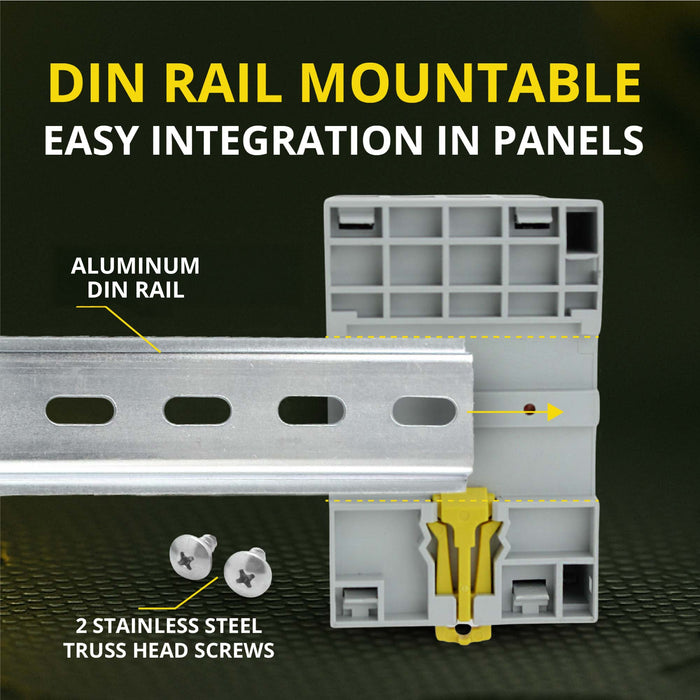 Shopcorp 63 Amp 4 Pole NO Contactor - IEC 400V - 110/120VAC Coil with DIN Rail & 2 Screws for HVAC, AC, Motor & Lighting