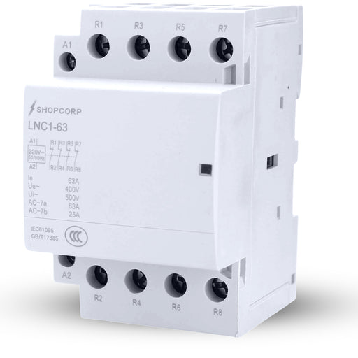 Shopcorp 60A 4 Pole Normally Closed Contactor - IEC 400V - 220/240VAC Coil for HVAC Systems, AC, Motor Load and Lighting