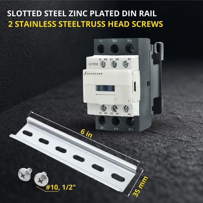 3 Pole 110/120VAC Coil Contactor - 50/60HZ for Motor Load, HVAC and Lighting + Rail