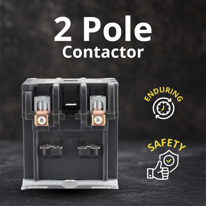 Shopcorp 60 Amp 2 Pole Definite Purpose Contactor | 75A RES, 24V Coil, UL Listed for HVAC, Refrigeration & Heat Pump Systems
