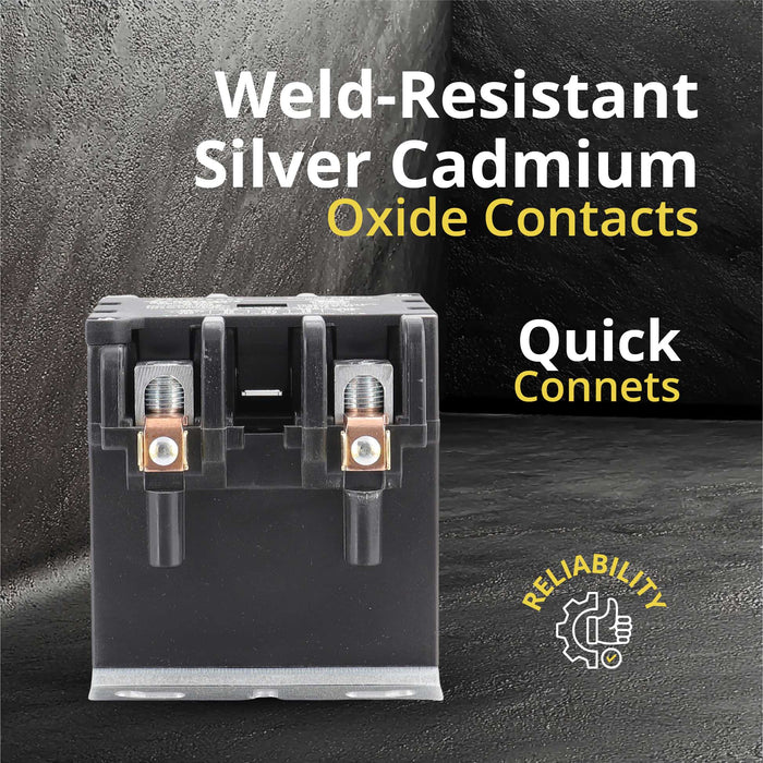 Shopcorp 60 Amp 2 Pole Definite Purpose Contactor | 75A RES, 24V Coil, UL Listed for HVAC, Refrigeration & Heat Pump Systems