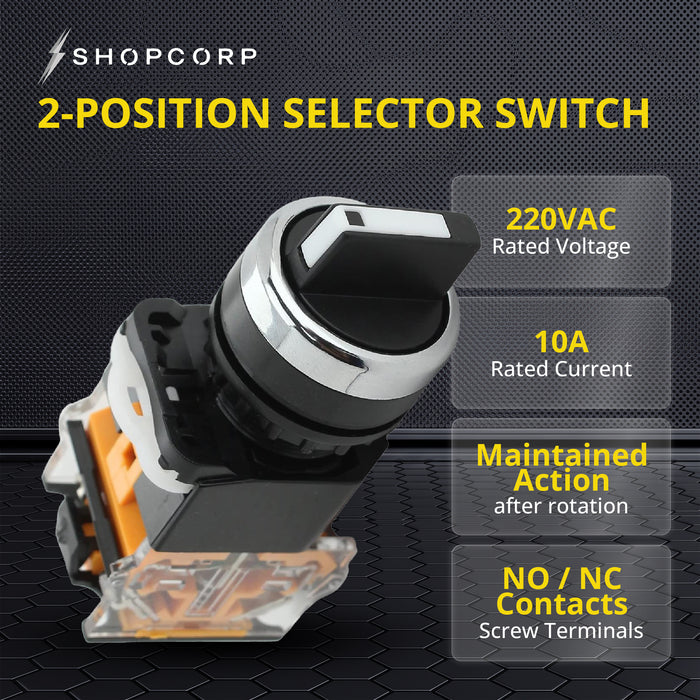 Shopcorp 22mm Control Station Box Set - Includes Momentary Push Buttons (Red and Green), Rotary Switch and Stay-Put Push Button