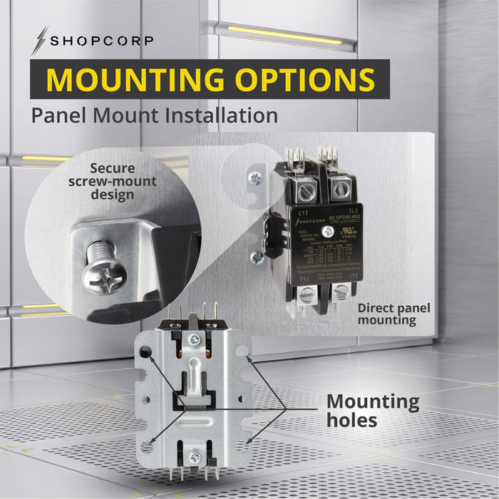 Shopcorp 40 Amp 2 Pole Definite Purpose Contactor | 50A RES, 240V Coil, UL Listed for HVAC, Lighting & Motor Load Applications