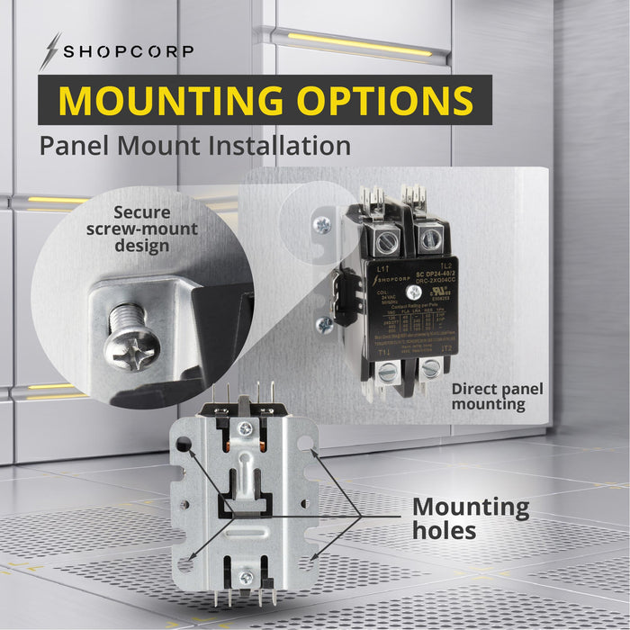 Shopcorp 40A 2 Pole 600V, 24V, Inductive 40A / Resistive 50A Contactor for HVAC and Lighting