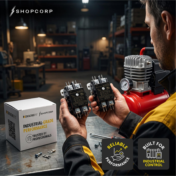 Shopcorp 40 Amp 2 Pole Contactor 24VAC - Definite Purpose 600V, Inductive 40A, Resistive 50A for HVAC & Lighting | 2 pack