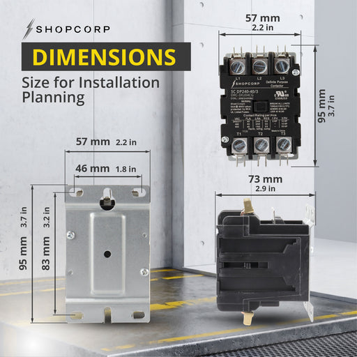 Shopcorp 40A 3 Pole Definite Purpose Contactor – 240V Coil, UL Listed for HVAC &amp; Refrigeration