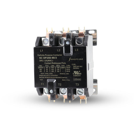 Shopcorp 90 Amp 3 Pole Definite Purpose Contactor – 120A RES, 240V Coil, IEC/UL Listed for HVAC, Lighting & Motor Applications