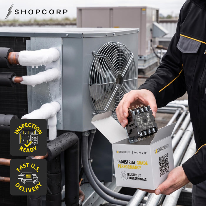 Shopcorp 40 Amp 4 Pole Definite Purpose Contactor – 208/240VAC Coil for HVAC, Refrigeration & Heat Pump Systems