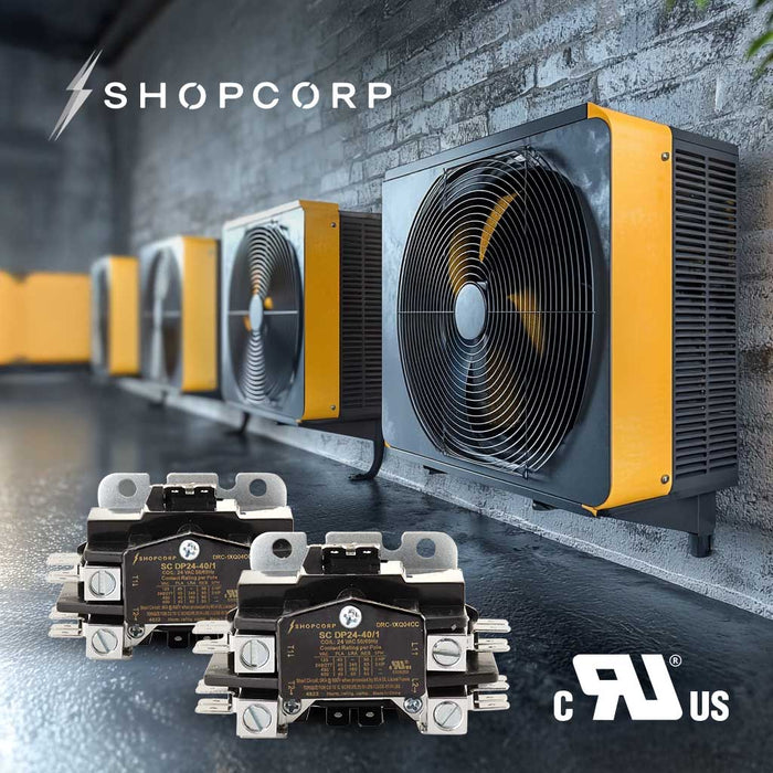 Shopcorp 40 Amp 1 Pole 24 VAC Coil Definite Purpose Contactor - HVAC Heavy Duty, Motor Load 40A, AC & Heat Pump | 2 pack