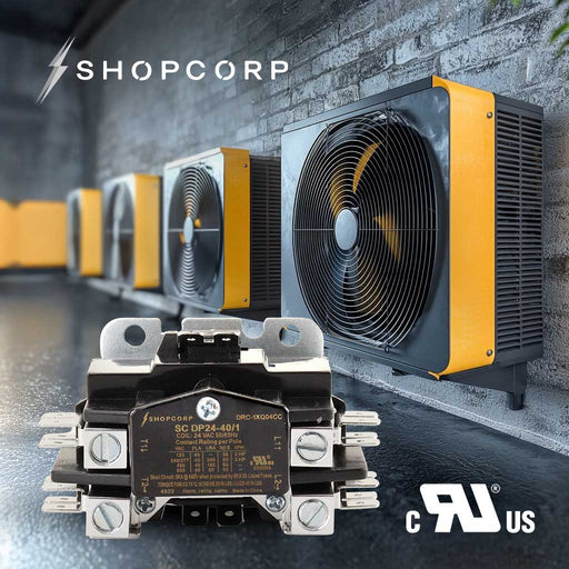 Shopcorp 40A 1 Pole 24VAC Coil Definite Purpose Magnetic Contactor, HVAC Heavy Duty 24VAC, Motor Load 40A, AC, Heat Pump