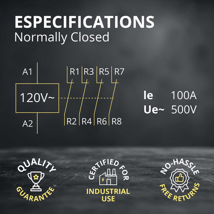 Electrodepot 100 Amp 4 Pole NC Contactor - 110/120VAC Coil for HVAC, AC, Motor Load and Lighting