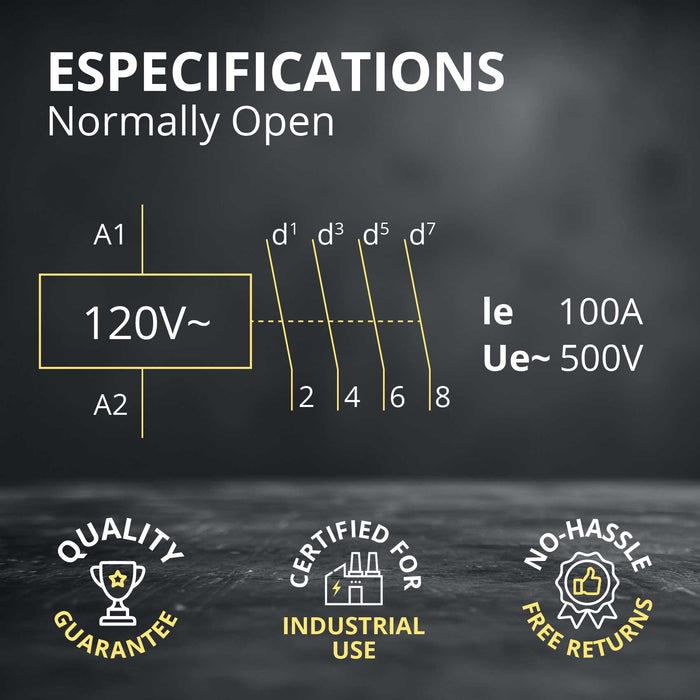 Electrodepot 100A 4 Pole Normally Open Contactor - Reliable electrical component for HVAC, AC, motor loads, and lighting control with 110/120VAC compatibility