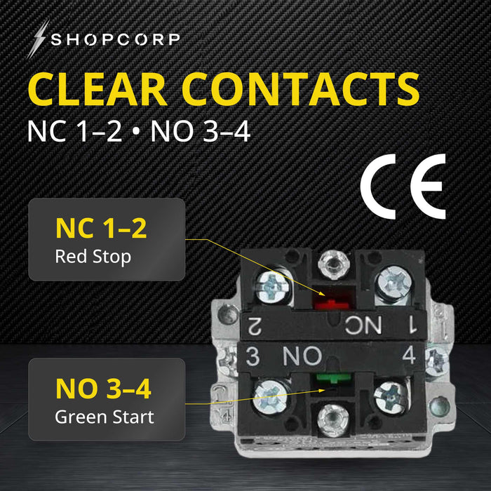 Shopcorp Double Push Button (On/Off Switch) for Industrial Equipment and Mount Panels