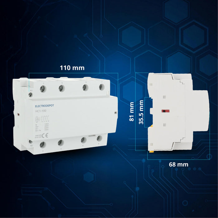 Electrodepot 100A 4 Pole Normally Open Contactor - 110/120 VAC Coil for HVAC Systems, AC, Motor Load, & Lighting Systems