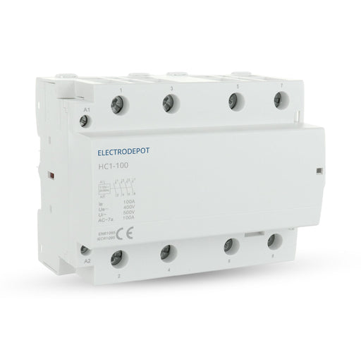 Electrodepot 100A 4 Pole Normally Open Contactor - Reliable electrical component for HVAC, AC, motor loads, and lighting control with 110/120VAC compatibility