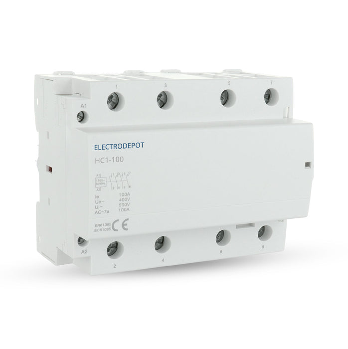Electrodepot 100A 4 Pole Normally Open Contactor - Reliable electrical component for HVAC, AC, motor loads, and lighting control with 110/120VAC compatibility