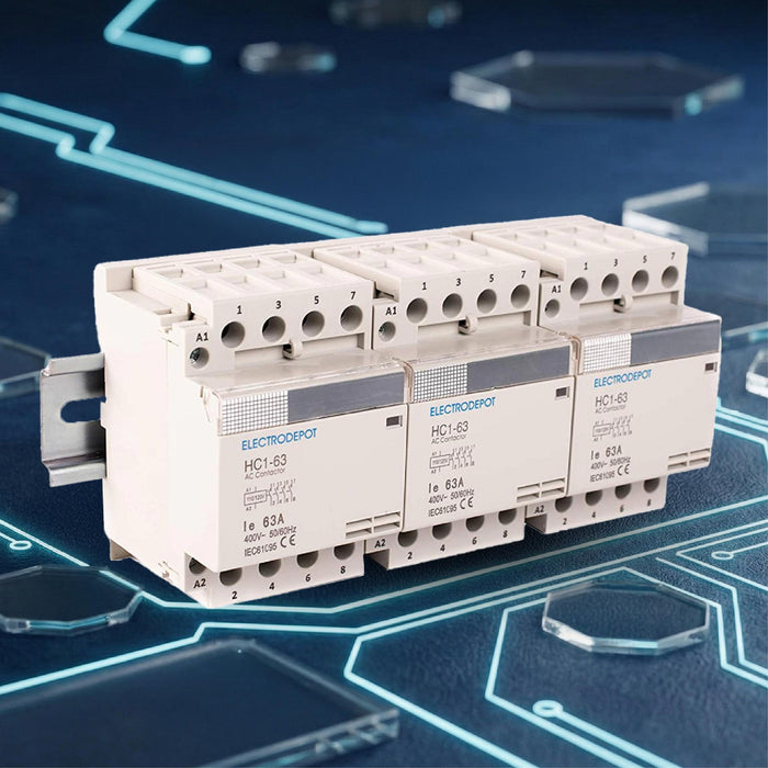 Electrodepot 40A 12 Pole (4x3) NO Contactor - 110/120VAC Coil, with DIN Rail and Screws for HVAC, AC, Motor and Lighting