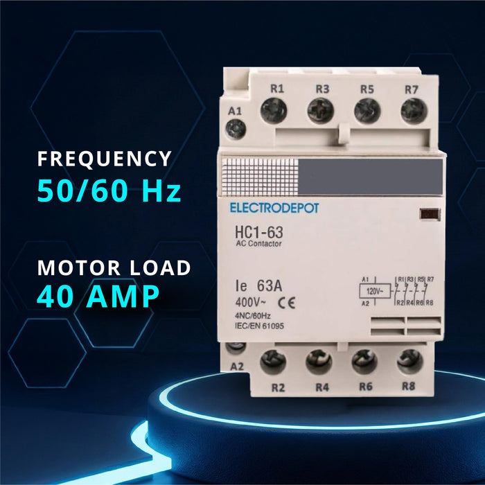 Electrodepot 40A 4 Pole Normally Closed Contactor 400V  - 110/120VAC