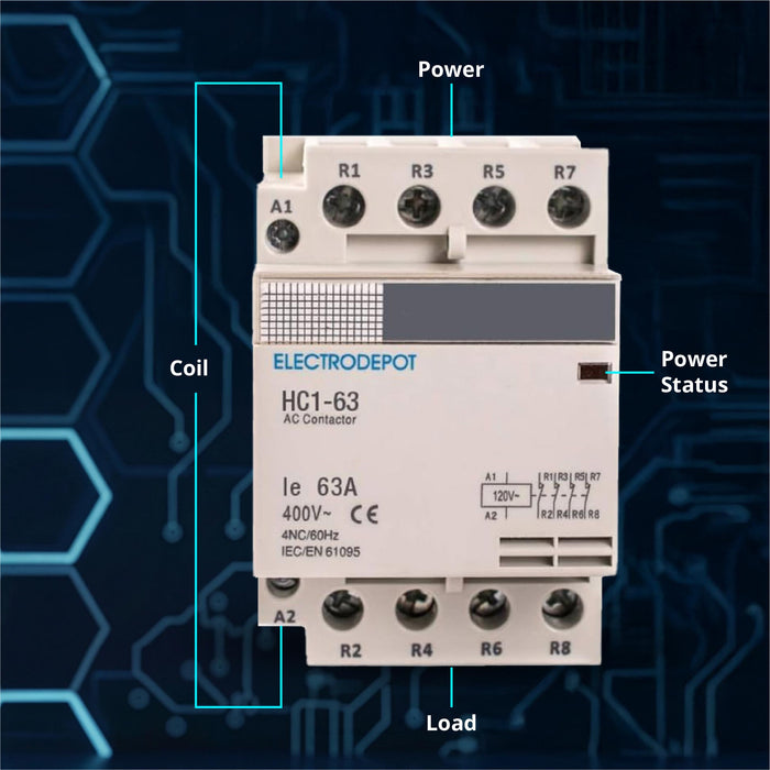 Electrodepot 40A 4 Pole Normally Closed Contactor 400V  - 110/120VAC