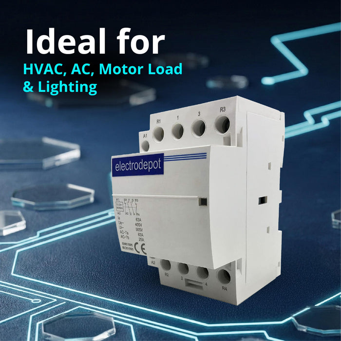 Electrodepot 40A 4 pole (2 Normally Open / 2 Normally Closed) Contactor - 110/120VAC for HVAC, AC, Motor Load & Lighting
