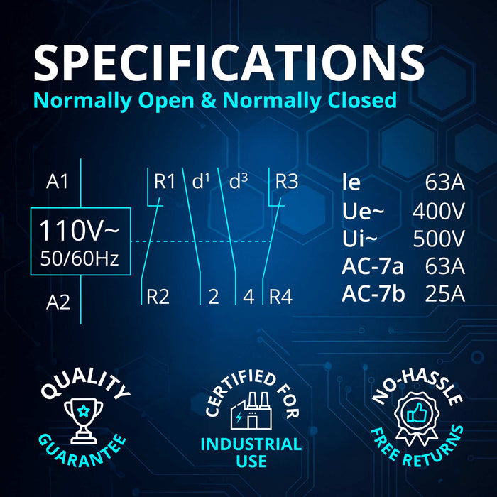 Electrodepot 40A 4 pole (2 Normally Open / 2 Normally Closed) Contactor - 110/120VAC for HVAC, AC, Motor Load & Lighting