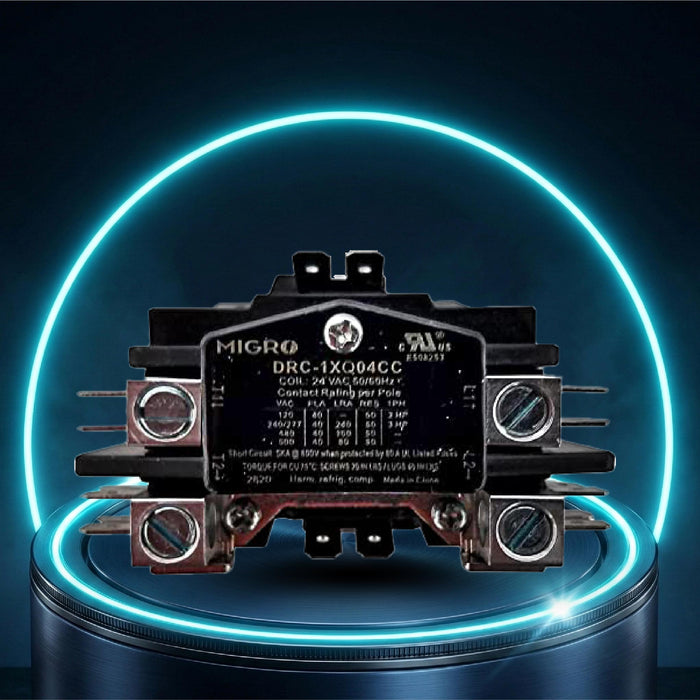 Migro 40 Amp 1 Pole 24V - 600V Definite Purpose Contactor for HVAC Heavy Duty Systems - Inductive 40Amp, Resistive 50Amp