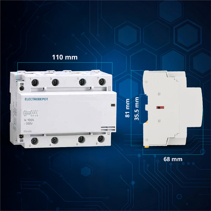 Electrodepot 100 Amp 4 Pole Normally Closed Contactor - 110/120 VAC Coil for HVAC, AC, Motor Loads and Lighting Systems