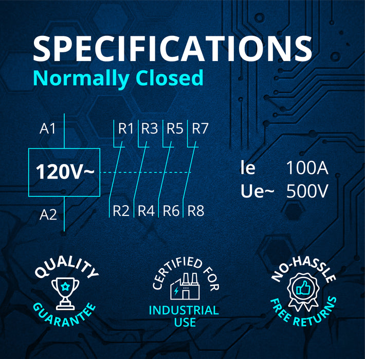 Electrodepot Specifications 100 Amp 4 Pole Normally Closed Contactor