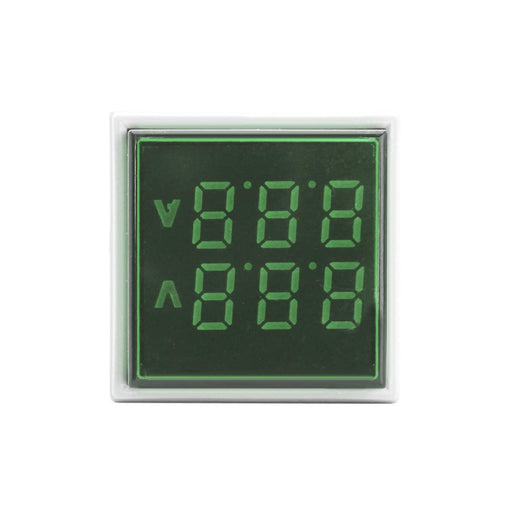 Shopcorp LED Voltage Display Panel Mount Volt Amp Meter, AD101-22VAMS 22mm Square Voltmeter and Ammeter, AC50-500V Voltage and 0-100A Current Meter, Green (3 pack)