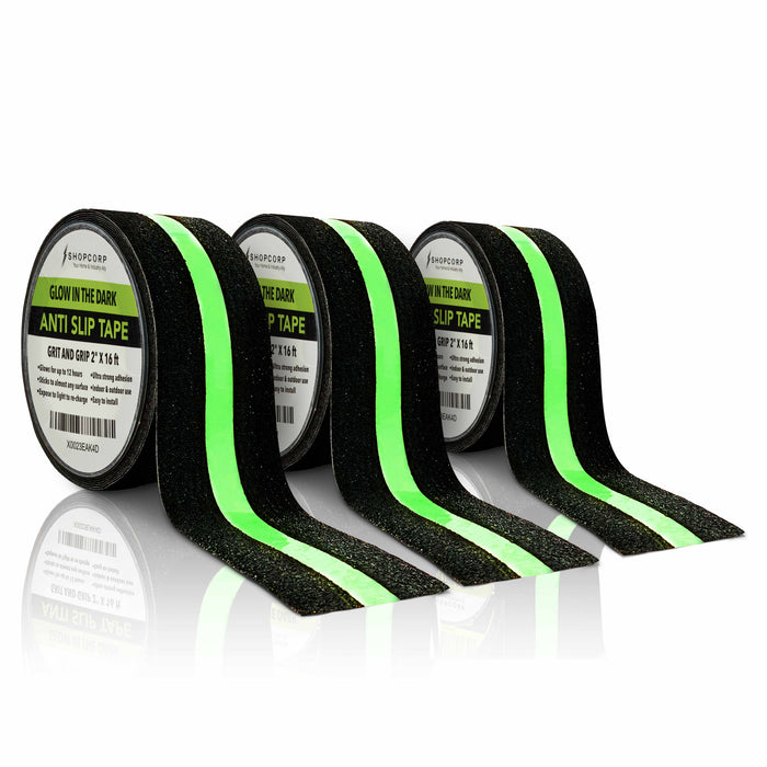 Electrodepot Professional Non-Slip Glow in The Dark Tape - Heavy Duty Adhesive Grip Strip (2 in x 16.4 ft) Single Pack