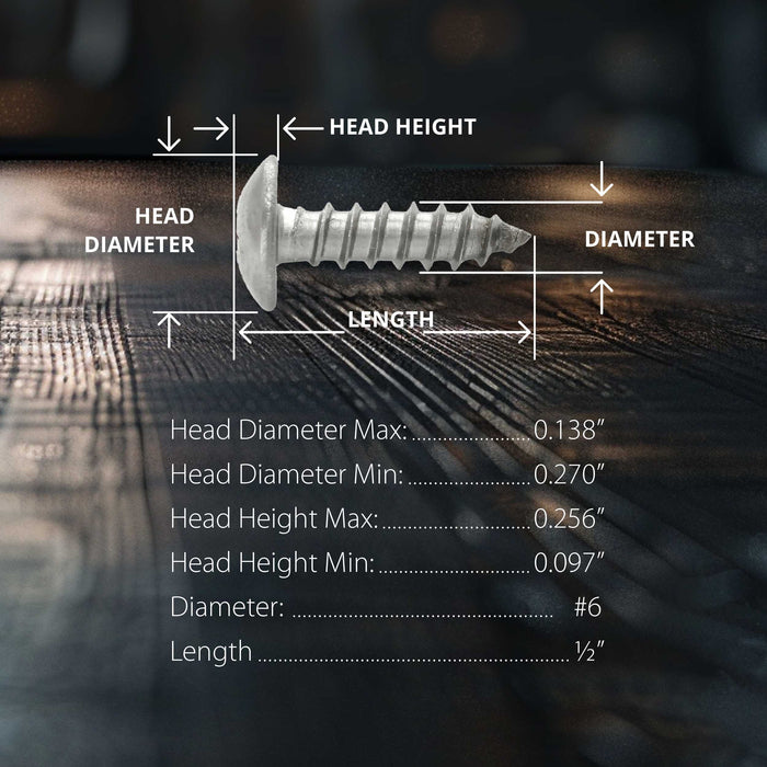 Shopcorp 18-8 Stainless Steel Phillips Drive, Truss Head Sheet Metal Screw (#6, 1/2 Inches)
