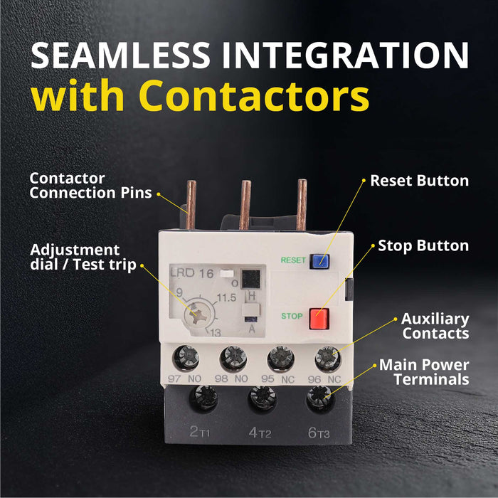 Shopcorp Thermal Overload Relay LRD1316 (LRD16), 9–13A, 1NO + 1NC, IEC 60947-4-1 Motor Protection Relay
