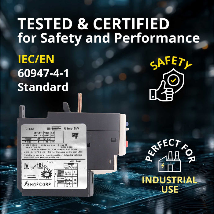 Shopcorp Thermal Overload Relay LRD1316 (LRD16), 9–13A, 1NO + 1NC, IEC 60947-4-1 Motor Protection Relay
